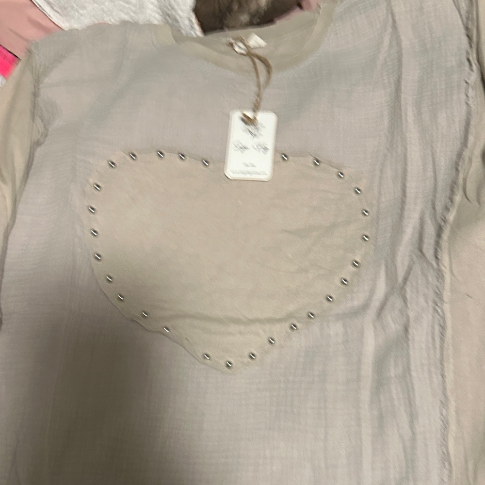 Women's Beige Heart Blouse